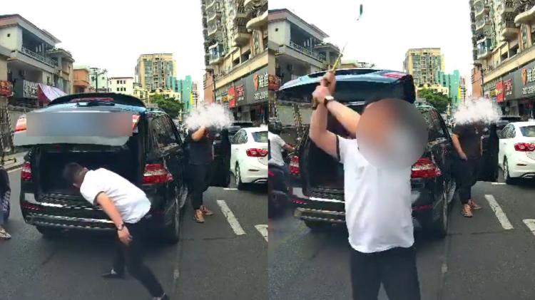 东莞一奔驰车司机别停前车后用高尔夫球杆狂砸挡风玻璃被刑拘？当地警方回应