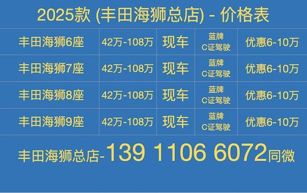 泰州丰田海狮4s店 2025款丰田海狮商务车6座带卫生间(图3)